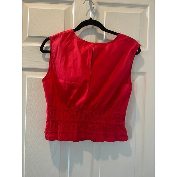 J.Crew Cotton Poplin Hyacinth Top in Red Sz S #595 - Picture 5 of 8